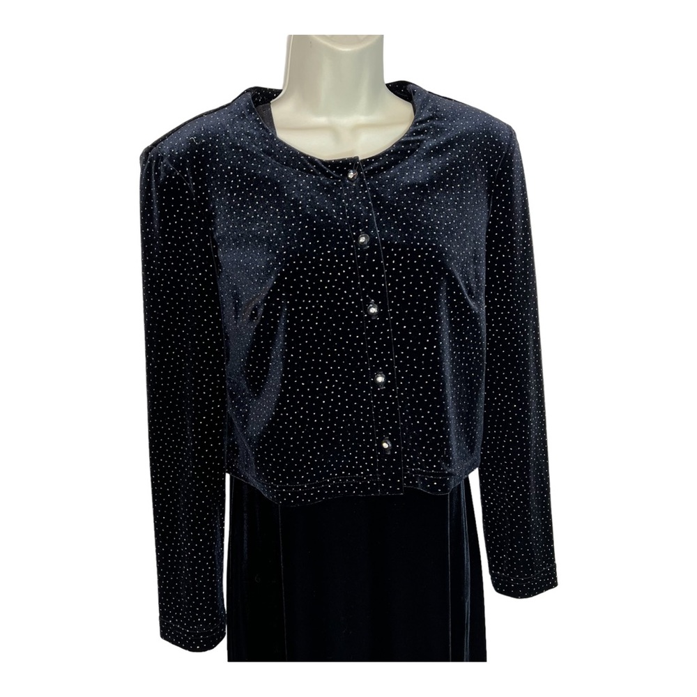 Black Velour Matching Set  Ronnie Nicole Maxi Dress and Jacket 80’s VTG Trophy